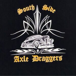 South Side Axle Draggers Car Club Shirt Printed on Gildan Black T.